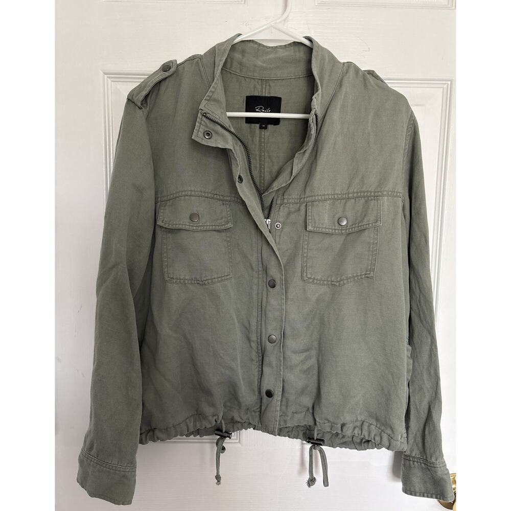 Rails Collins Utility Sage Green Lightweight Jacket Button Zip Size M
